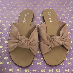 Splendid sz 10 slides blush suede knitted